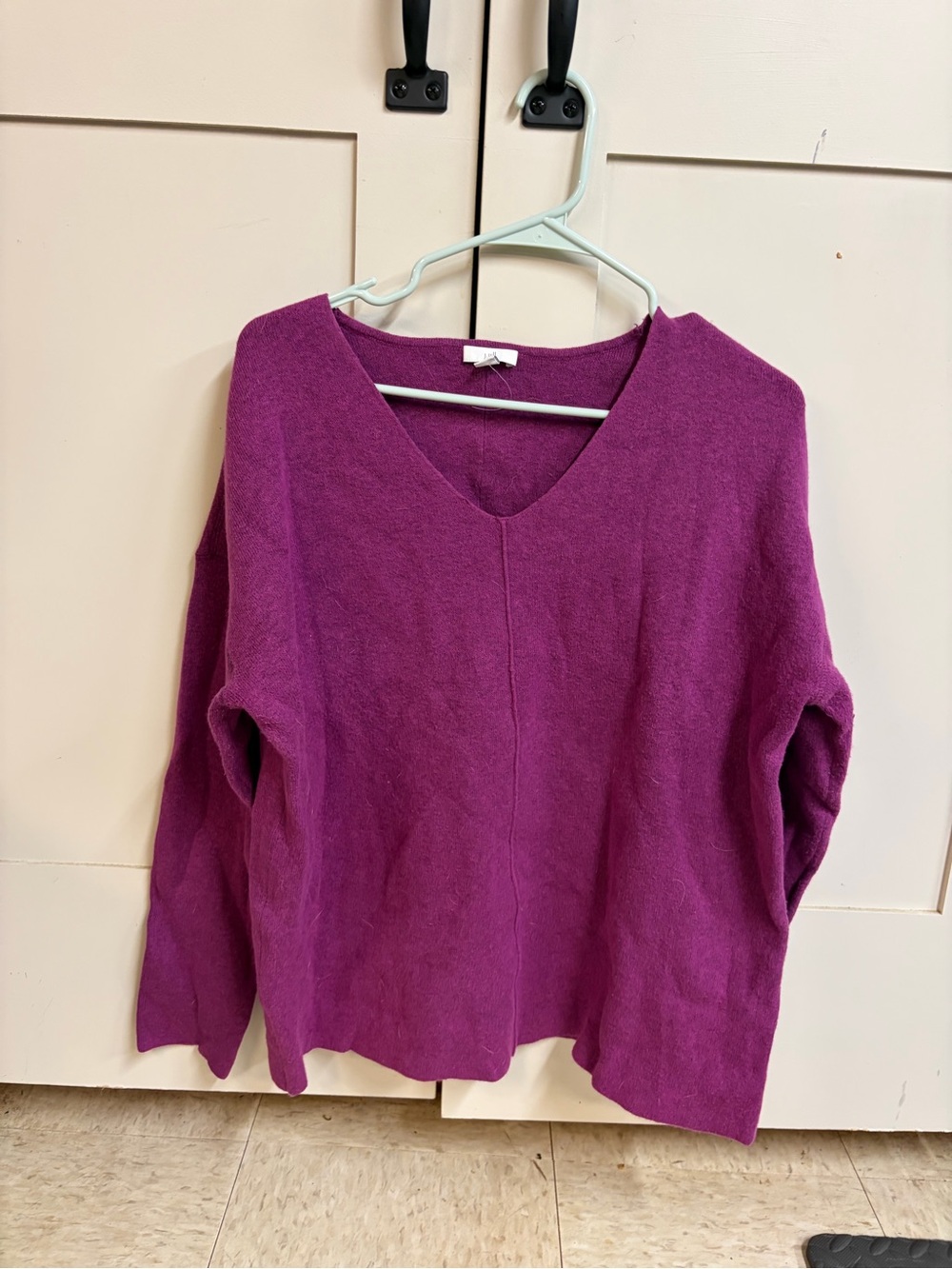 J. Jill V-Neck Sweater in Deep Magenta